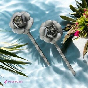 💖 Alex & Ani Smoky Crystal Floral Hair Pins 💖